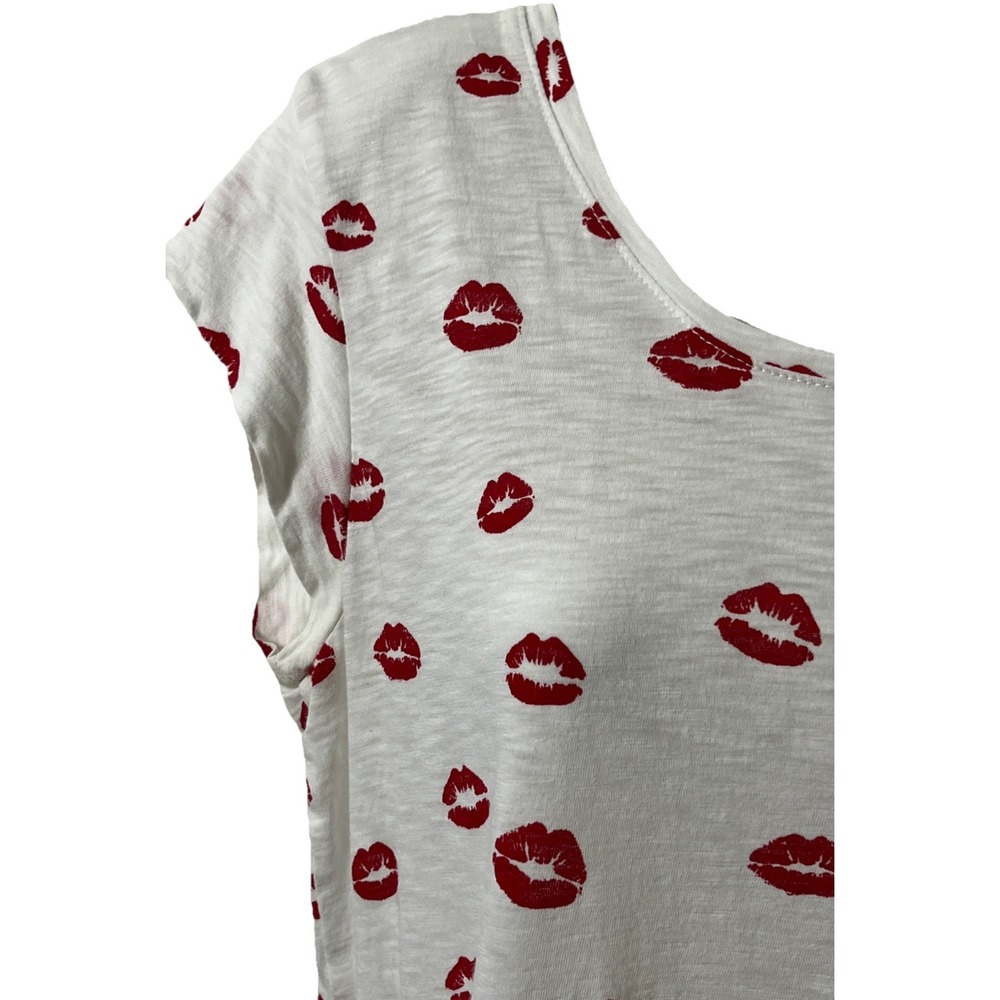 Joie Dillan Red Lips Top XS‎ USA Kiss Love Romance Funky Simple Bimbo Breathable - Picture 4 of 6